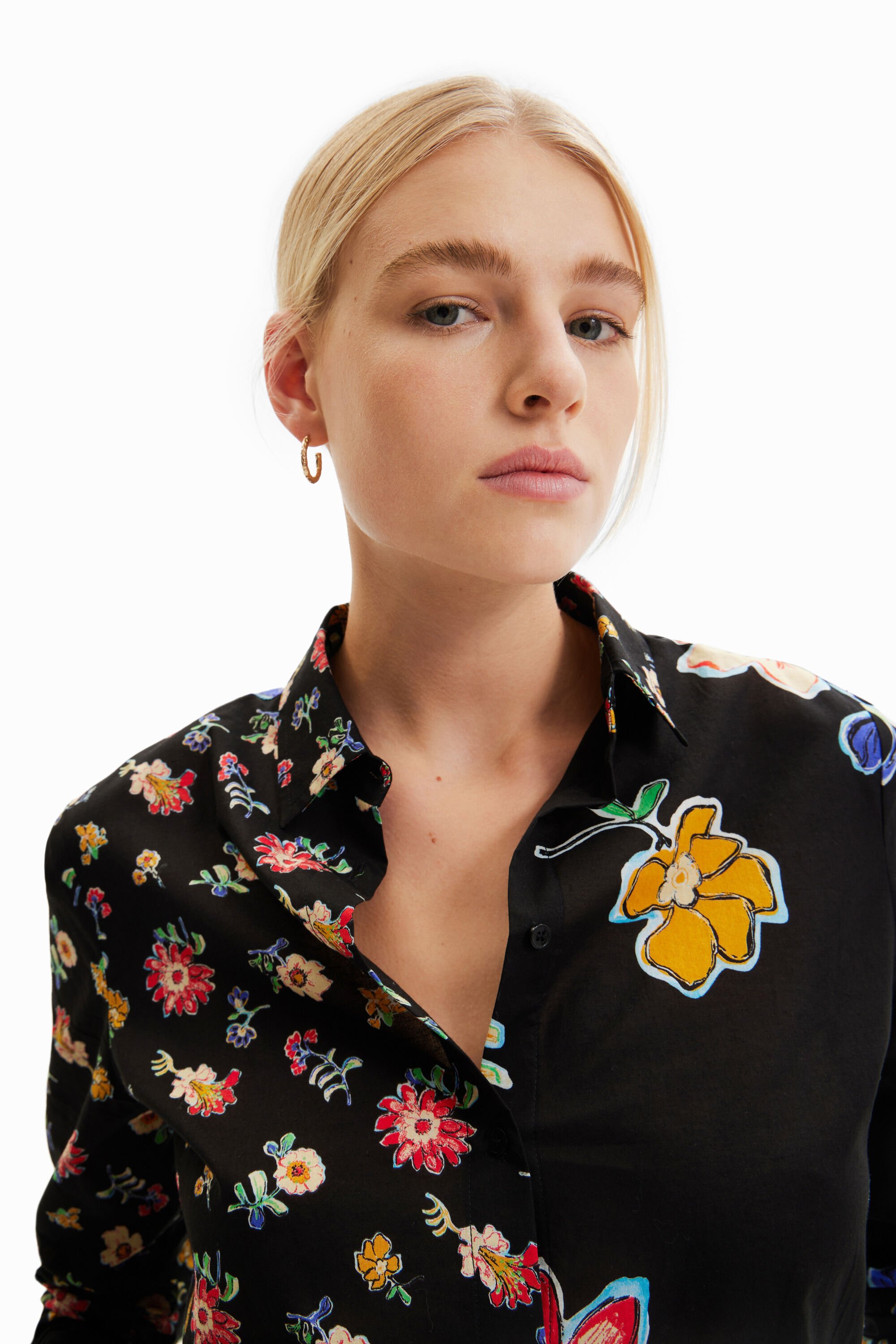 Chemise moitié-moitié fleurs