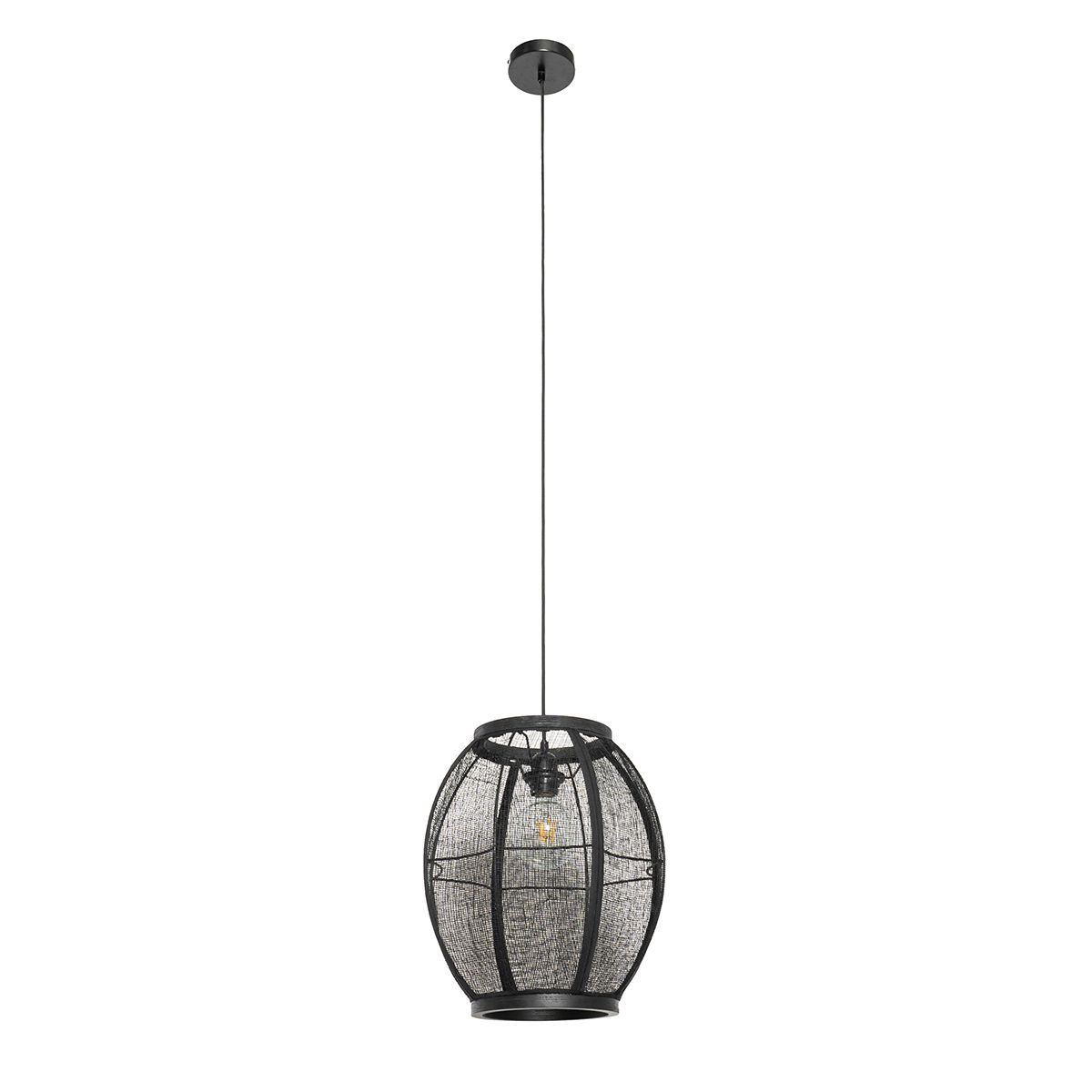 Oosterse hanglamp zwart stof 35 cm - Rob