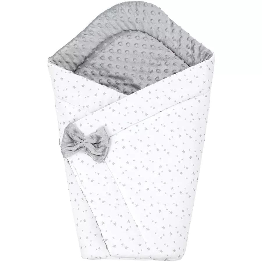 TupTam Baby Winter Einschlagdecke Warm Wattiert Minky weißgrau
