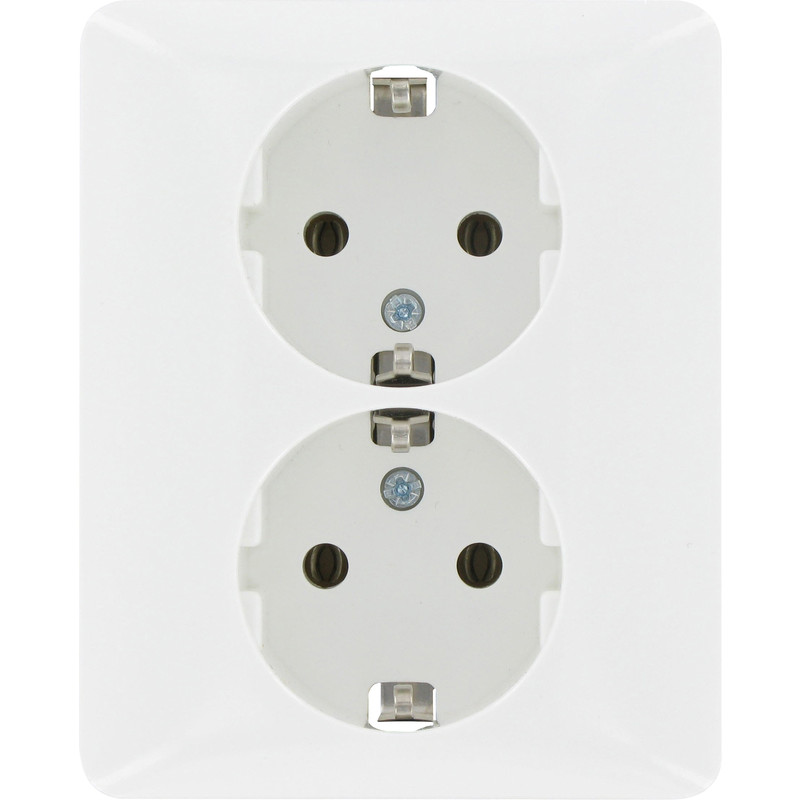 Peha standaard wandcontactdoos RA dubbel inbouw Glanzend wit