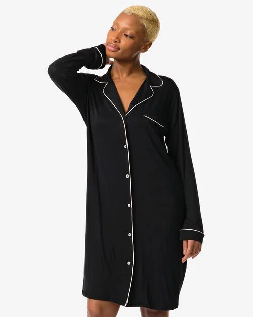 chemise de nuit femme viscose noir