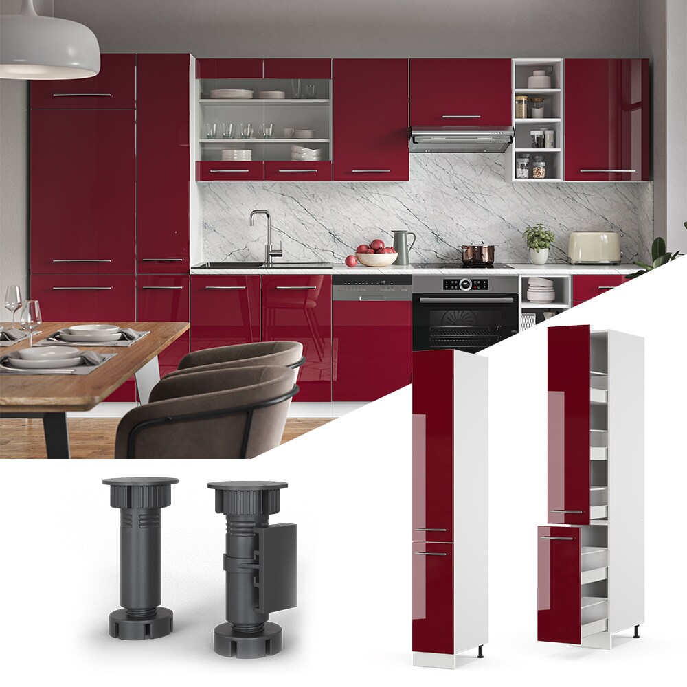 Vicco Apothekerhochschrank 30 cm Anthrazit Hochglanz Küchenschrank Hochschrank Küchenzeile Fame-Line
