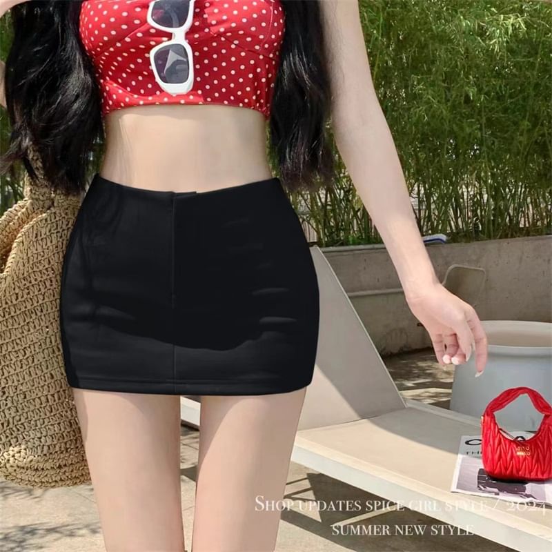 Metonymph - Hoge taille effen mini-kokerrok