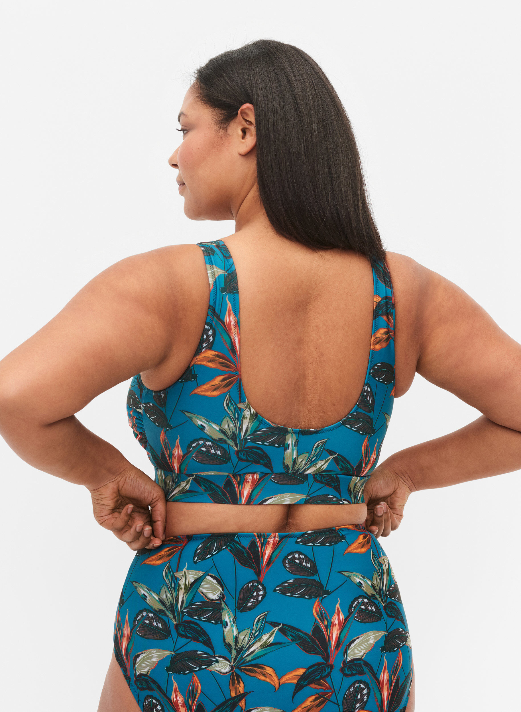 Printet bikini top med rund halsudskæring