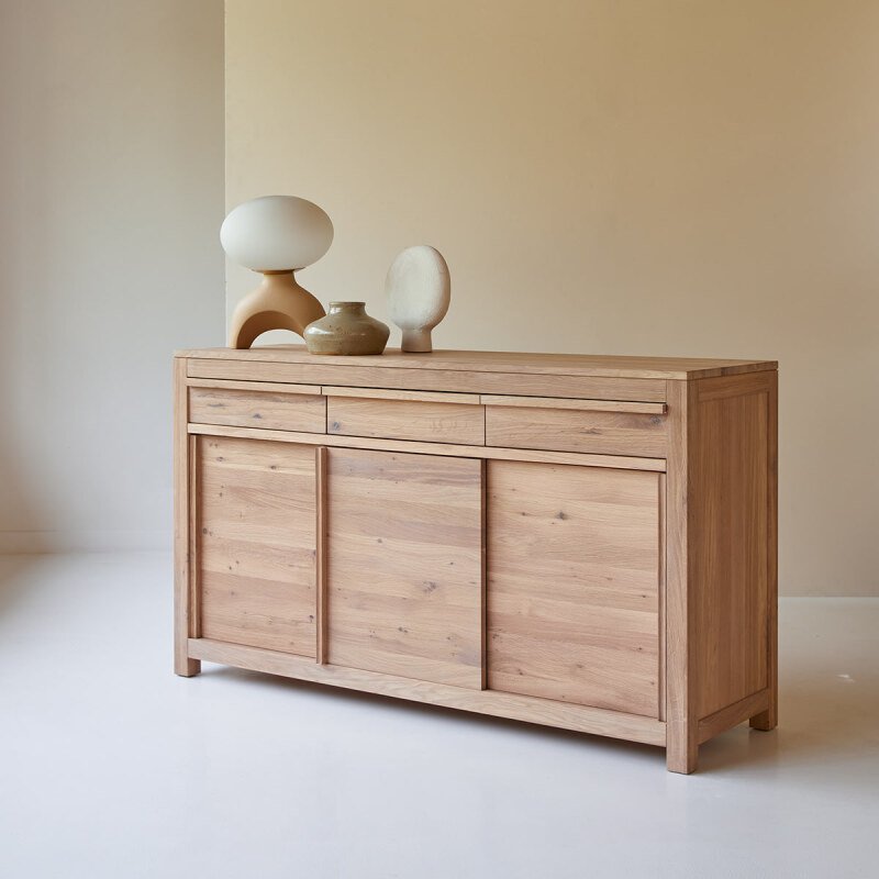 Buffet en bois de chêne Luce H 85 x L 150 x P 47 cm