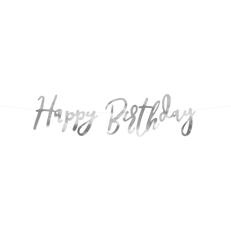 Partydeco Girlande Happy Birthday, silber