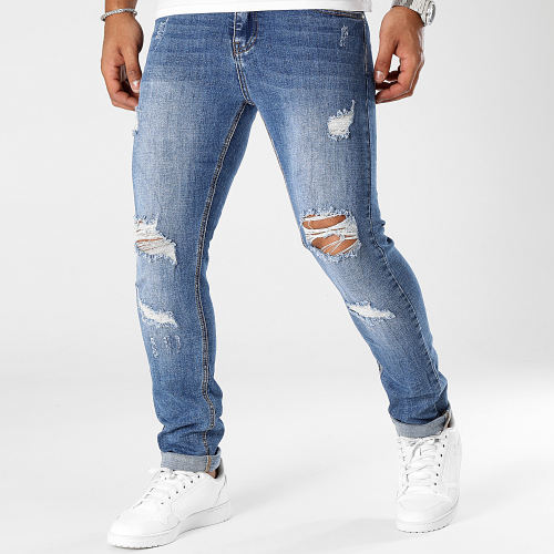 Jean Slim Fit Avec Destroy 0254 Bleu Denim