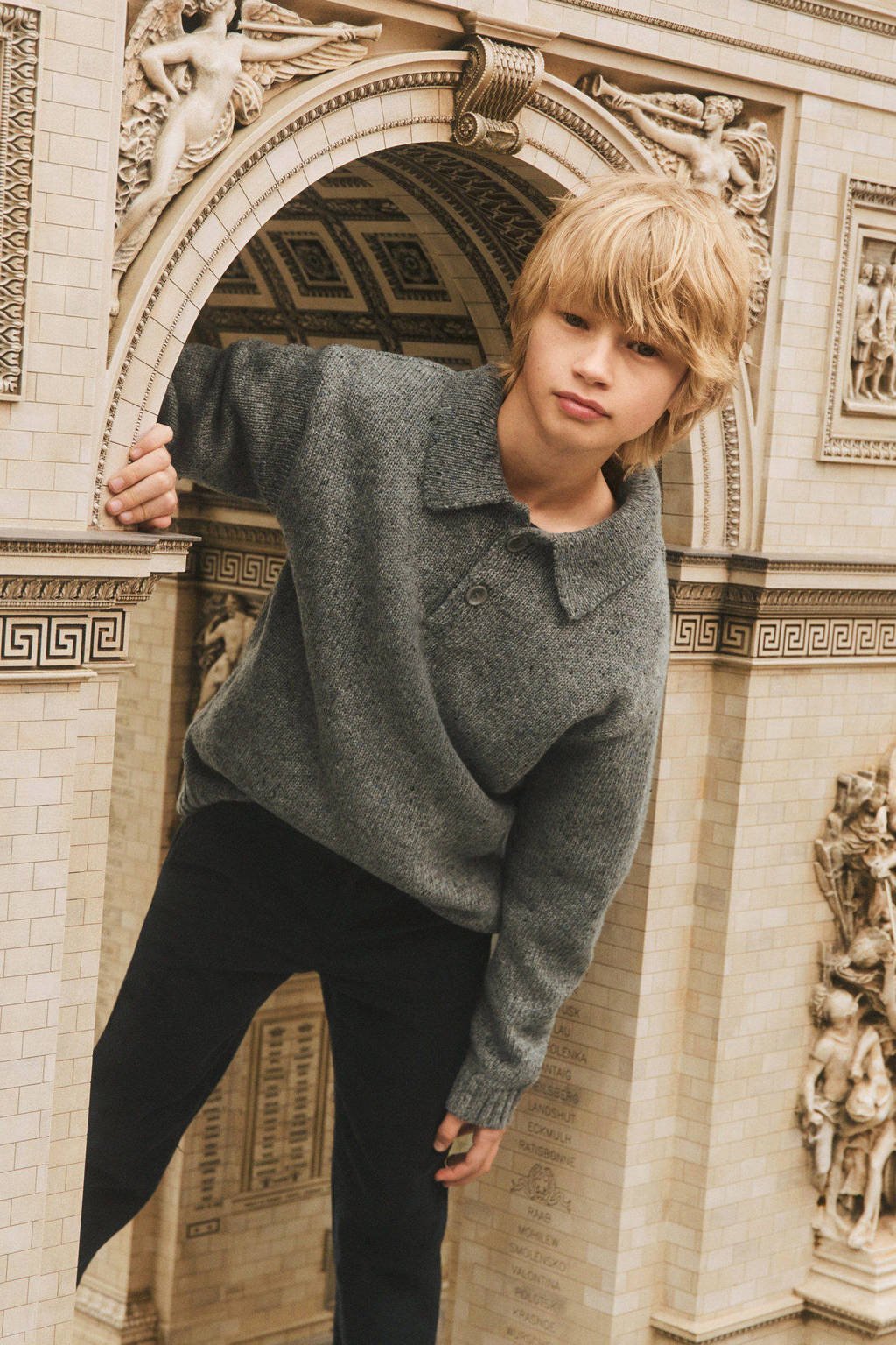 Mango Kids trui grijs gebreid