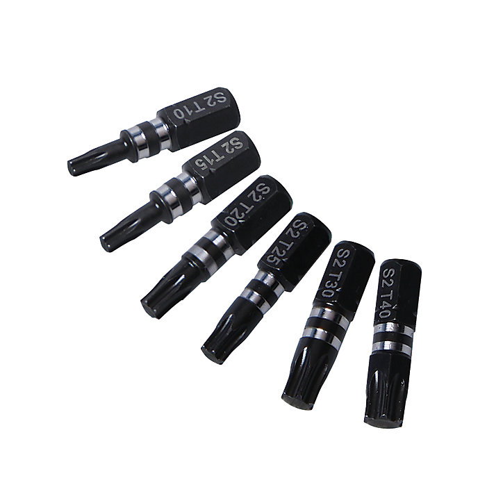 Embout de vissage torsion impact TX10/15/20/25/30/40 25 mm Erbauer - 6 pièces
