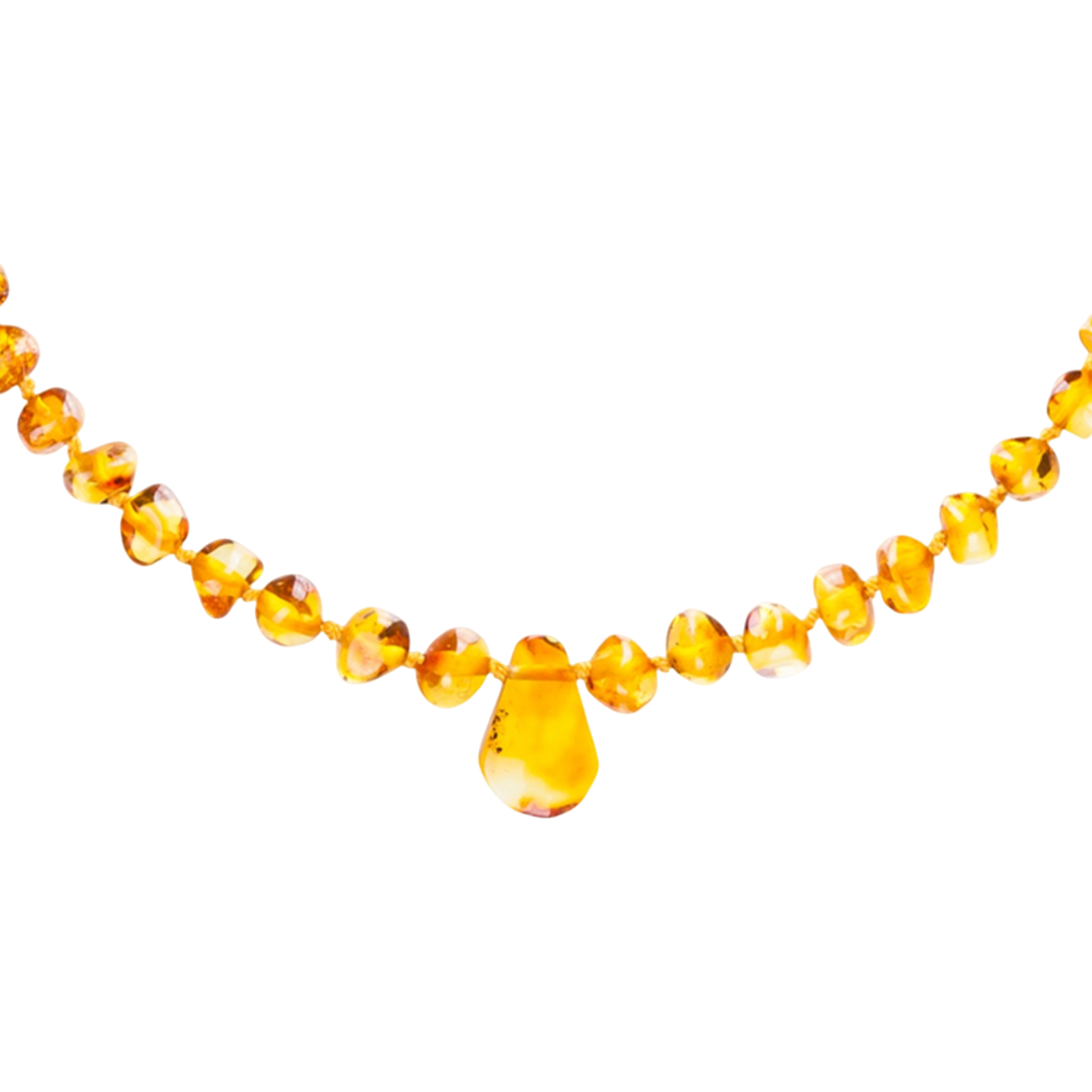 Bernstein Babykette Baroque mit Anhänger, Honey gelb