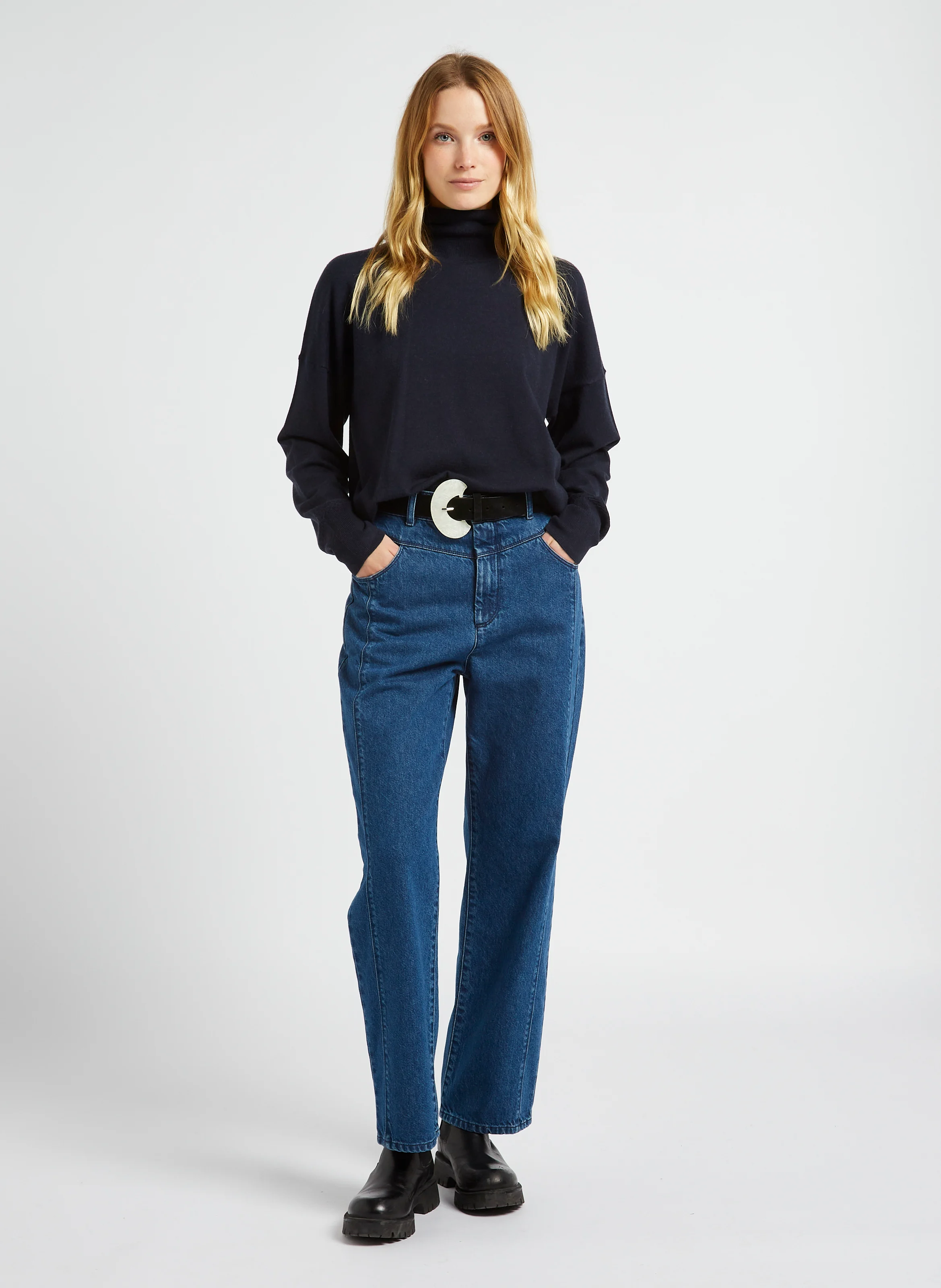 LE AVA - Jean droit en coton | Bleu