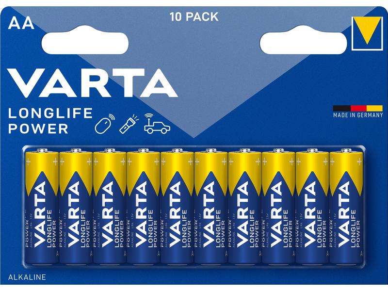 Varta Batterie Longlife Power AA , 10 Stück Mignon Batterie, AA