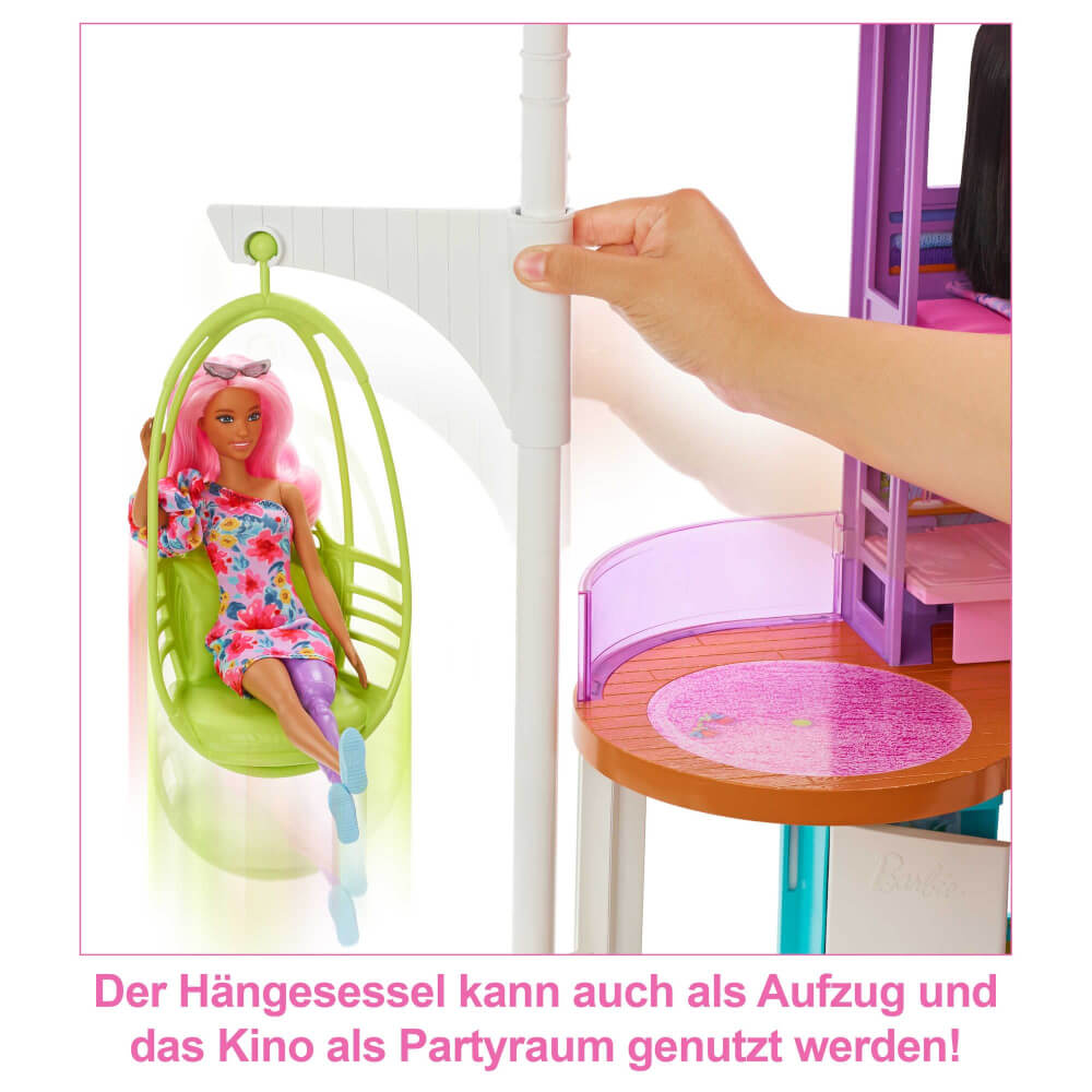 Mattel HCD50 Barbie Malibu Haus mit über 30 Teilen, Spielzeug für Kinder ab 3 Jahren