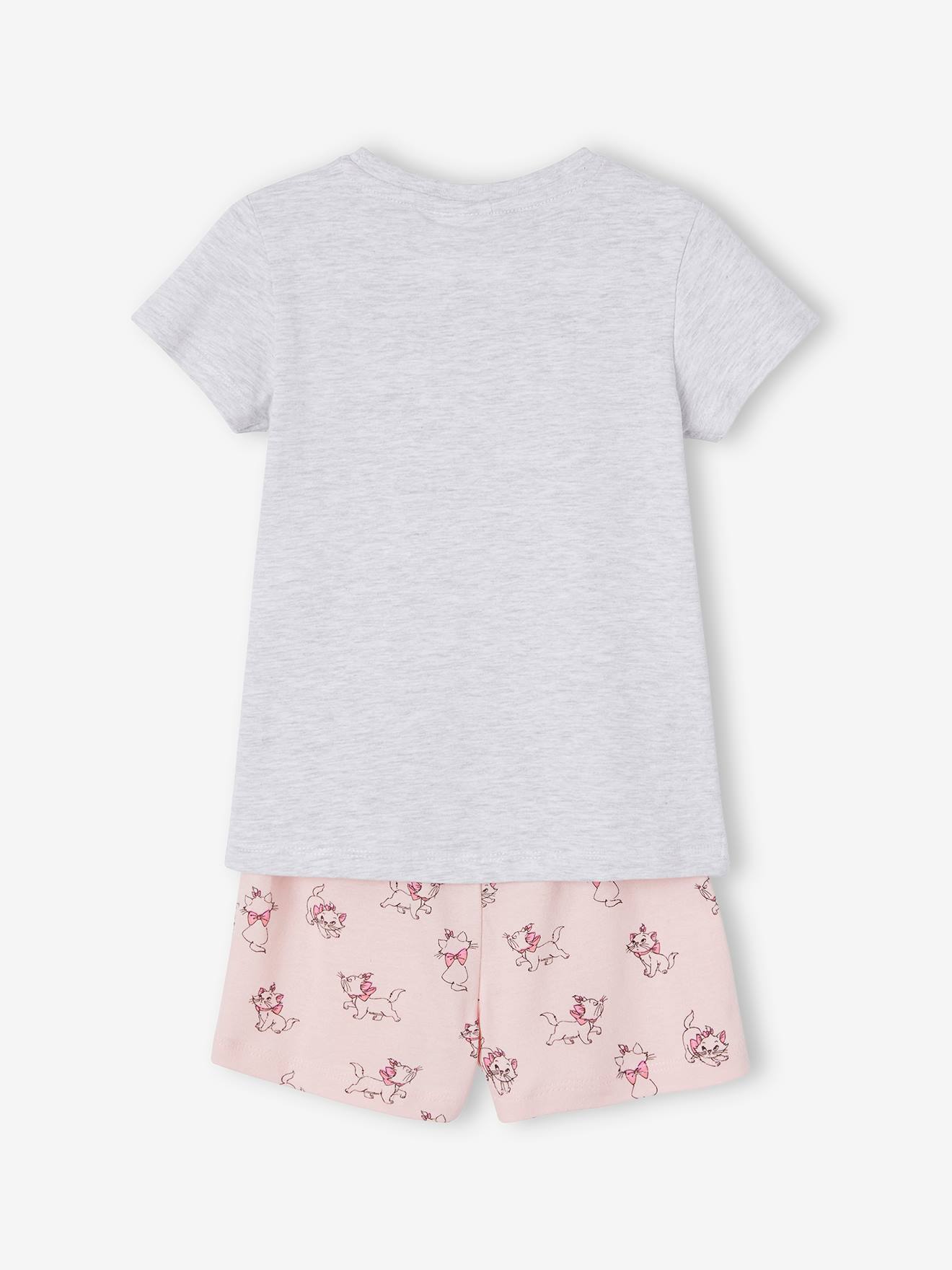 Pijama infantil DS® Marie Aristocats rosa com estampa e shorts.
