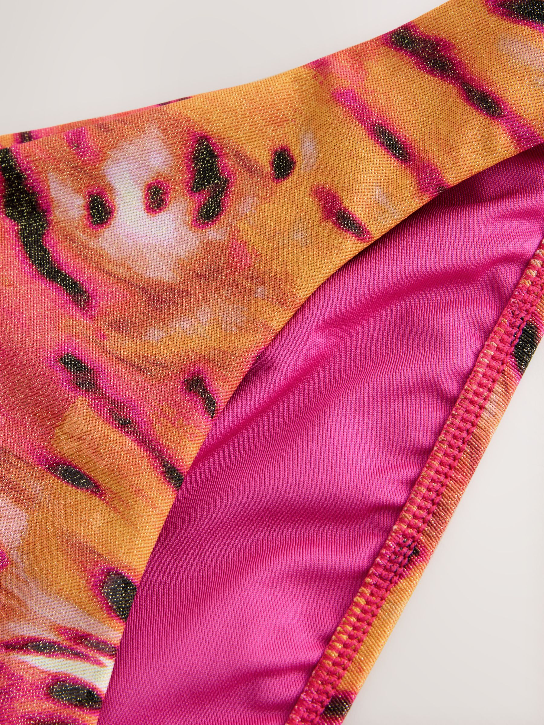 Roze/oranje metallic - Bikini broekje met print
