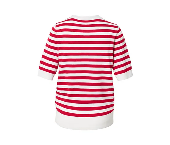 Feinstrick-Pullover, rot-weiß gestreift
