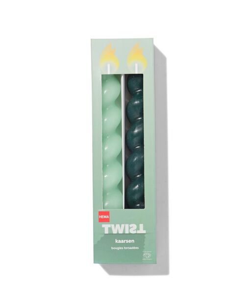 bougies torsadées courtes vertes 2 pièces