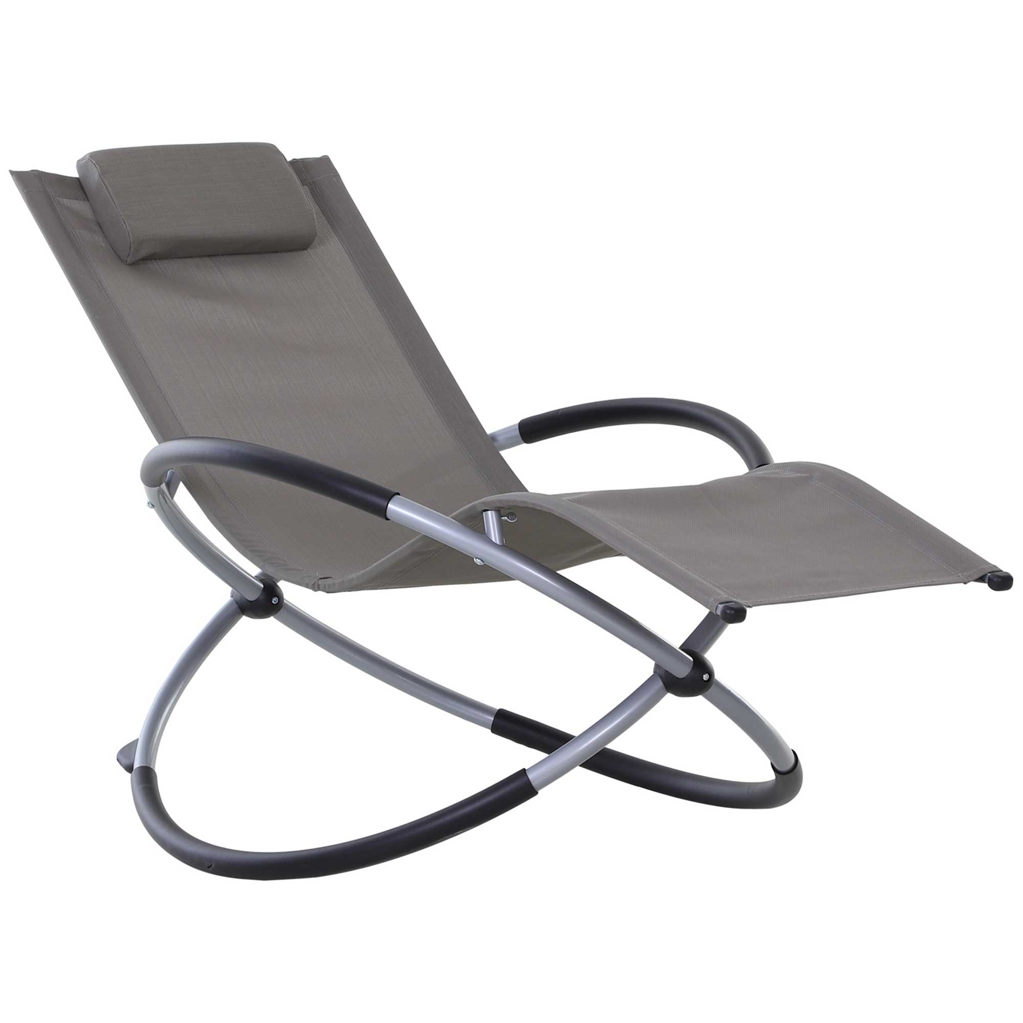 Espreguiçadeira dobrável Outsunny para jardim, com encosto de cabeça removível, ergonômica, em tecido Textilene, ideal para varandas e piscinas, 154x80x84 cm, cinza.