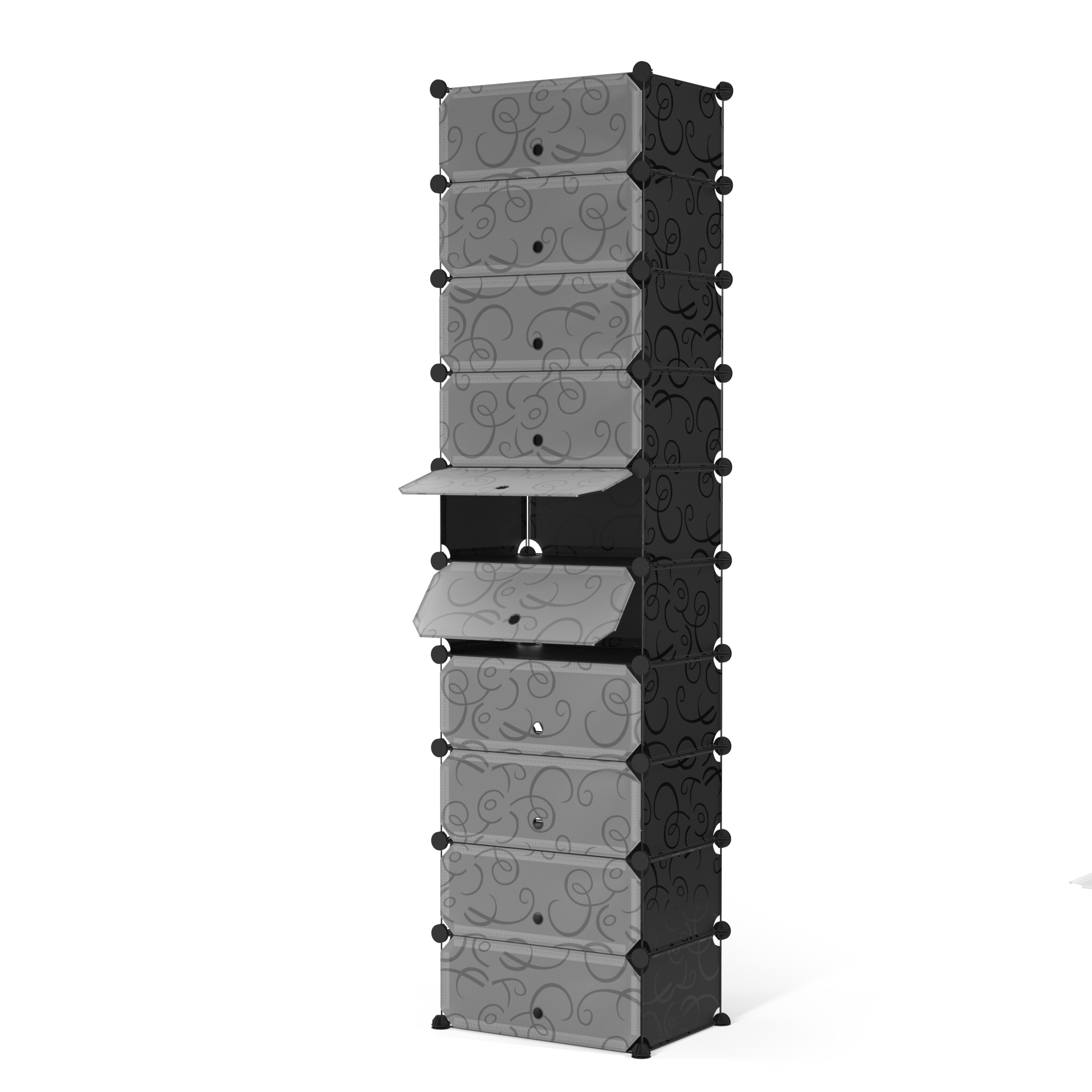 Schuhschrank Steckregal schwarz 10 Boxen
