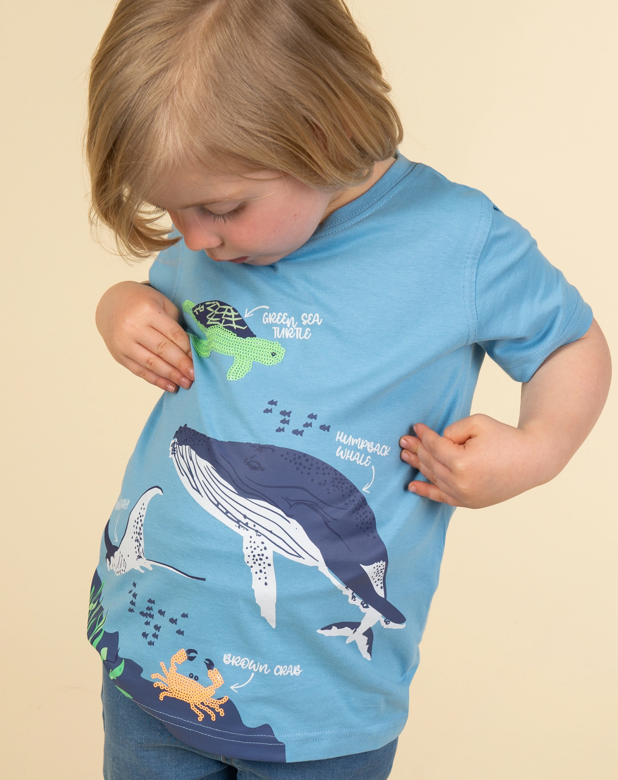 T-Shirt MEERESTIERE in hellblau