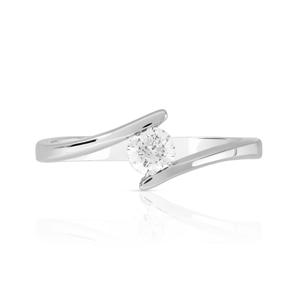 Solitaire or blanc 750 diamant 0.25 carat H/P1