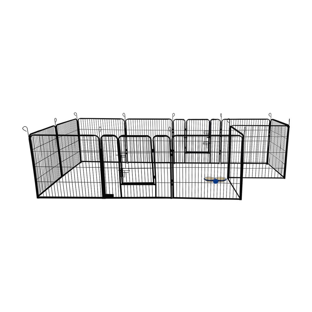 Home Deluxe - Puppy Playpen BARKI - 80 x 80 cm, 12-delige set, kleur: zwart, inclusief deurslot, afgeronde hoeken en randen | Puppy Playground | Puppy Run