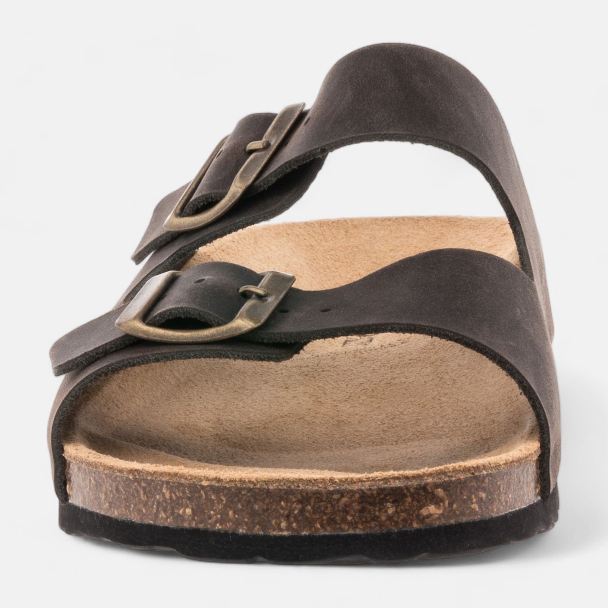 Mules semelle liège Homme en cuir marron