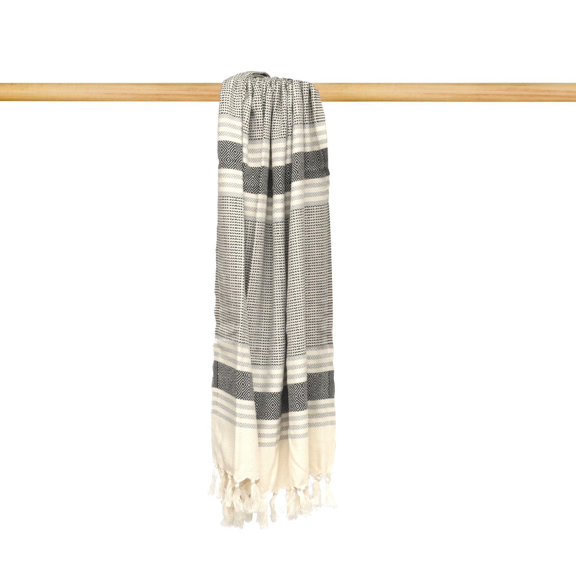 Hamamtuch 'Karaca Diamond', schwarz-weiß, L 175 cm, B 95 cm von fischer's lagerhaus