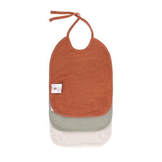 Lot de 3 bavoirs medium en mousseline   Rouille, olive, blanc cassé        de               Lässig