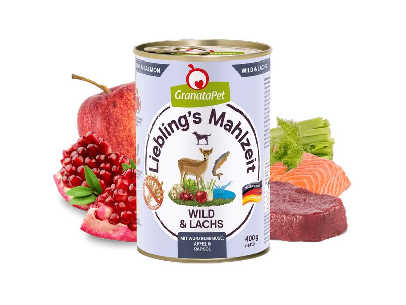 GranataPet Nassfutter Liebling's Mahlzeit Wild & Lachs 400 Alleinfuttermittel für ausgewachsene Hunde