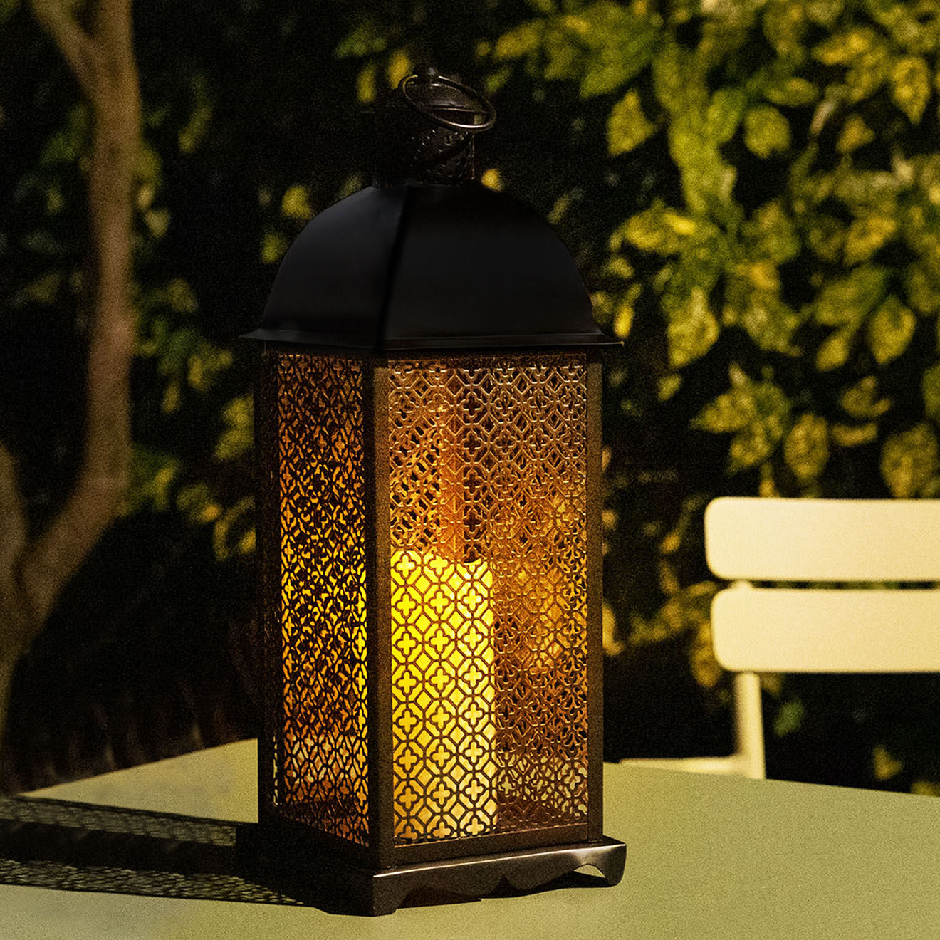Pratik Garden Lanterne solaire marocaine noire - 15.5x15.5x43  cm