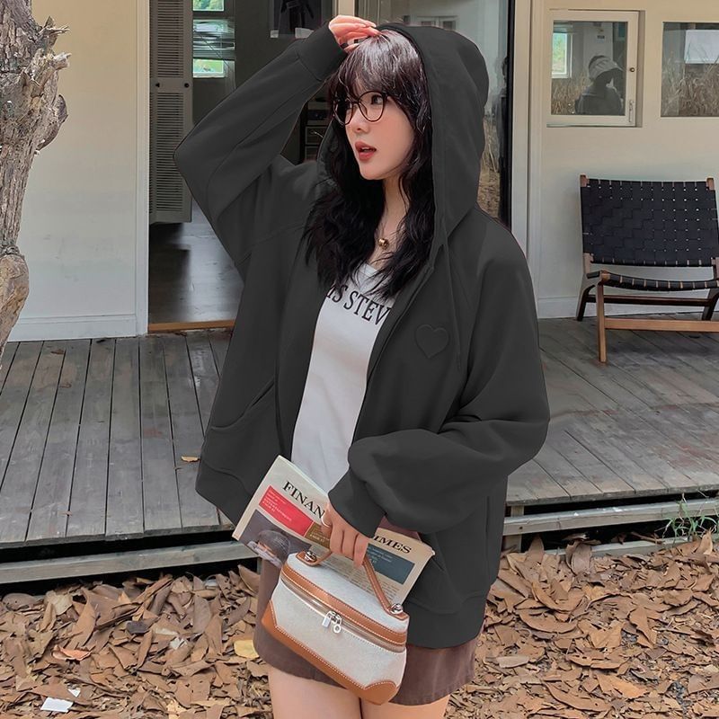 Taragon - Effen hoodie met rits