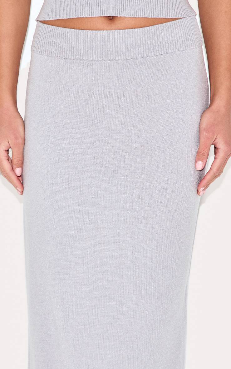 Gris Cendré Jupe Longue En Maille Basique