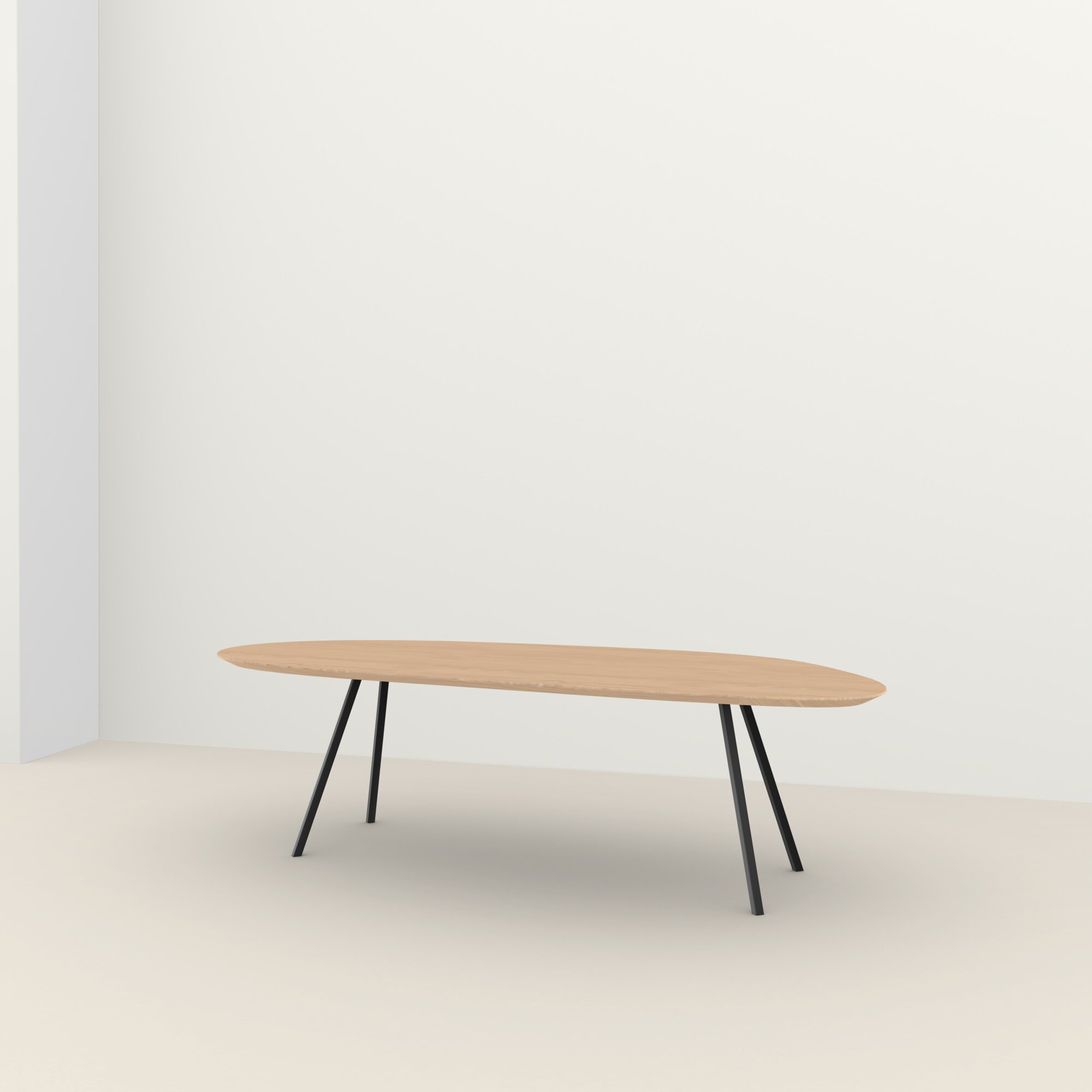 Studio HENK tafel Slim Co Blob, zwart frame - Smart Collectie 220 x 100 cm | Eikenhout | Verjongde rand | Frame Zwart