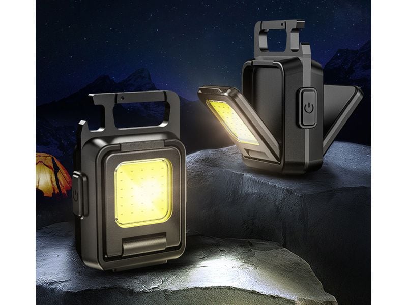 FTM Taschenlampe Multifunktions-LED-Leuchten-Set 4 Stück, 9 Mit Karabinerhaken, Kapselheber, Magnet, Stativgewinde