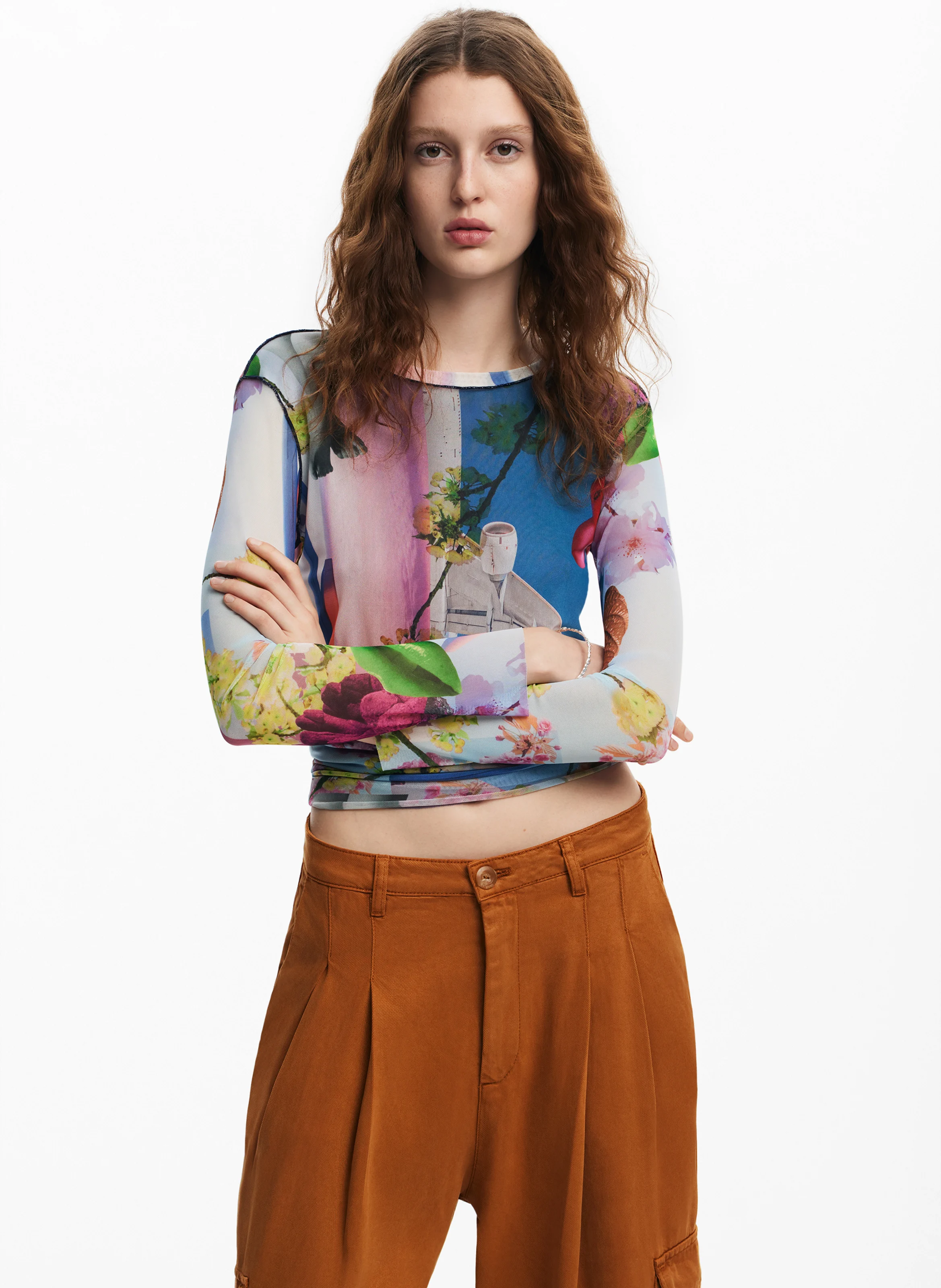 Tee-shirt col rond imprimé | Multicolore