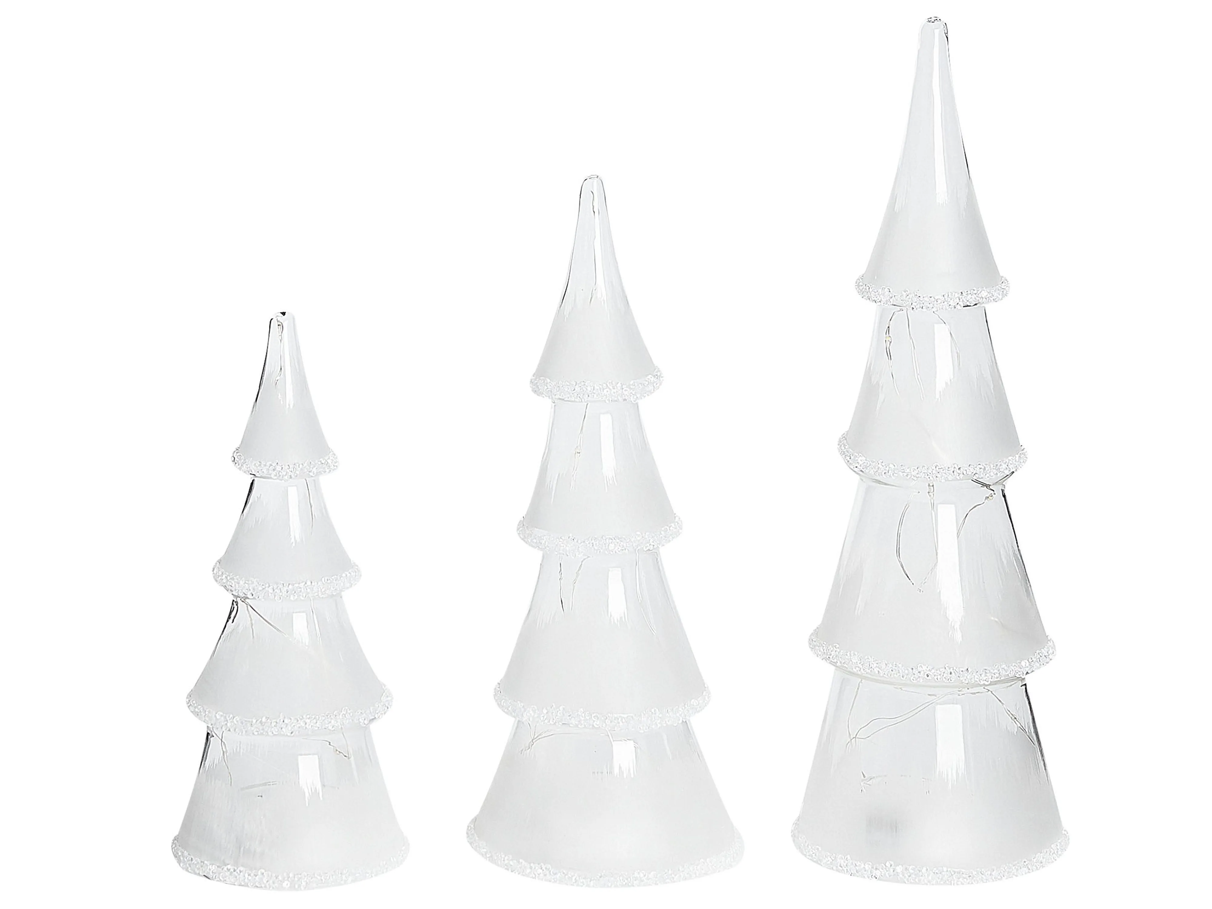 Set van 3 figuren LED KIERINKI Kerstboom 22/27/33 cm Wit