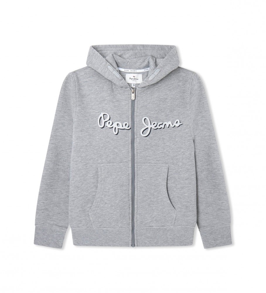 Moletom com zíper Pepe Jeans Nolan, cinza