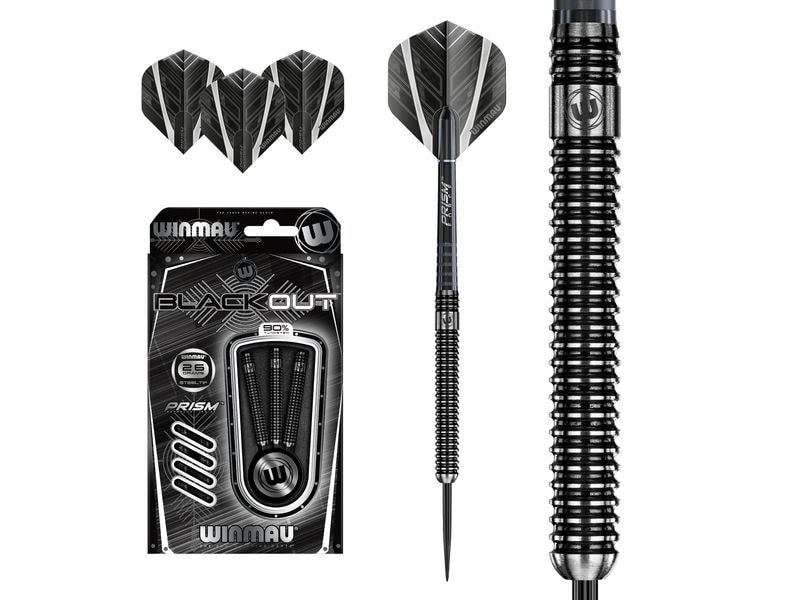 Winmau Dartpfeile Steeldart Blackout 3 Stück Dartpfeile entworfen mit Hilfe 3D-Modeling-Technologie