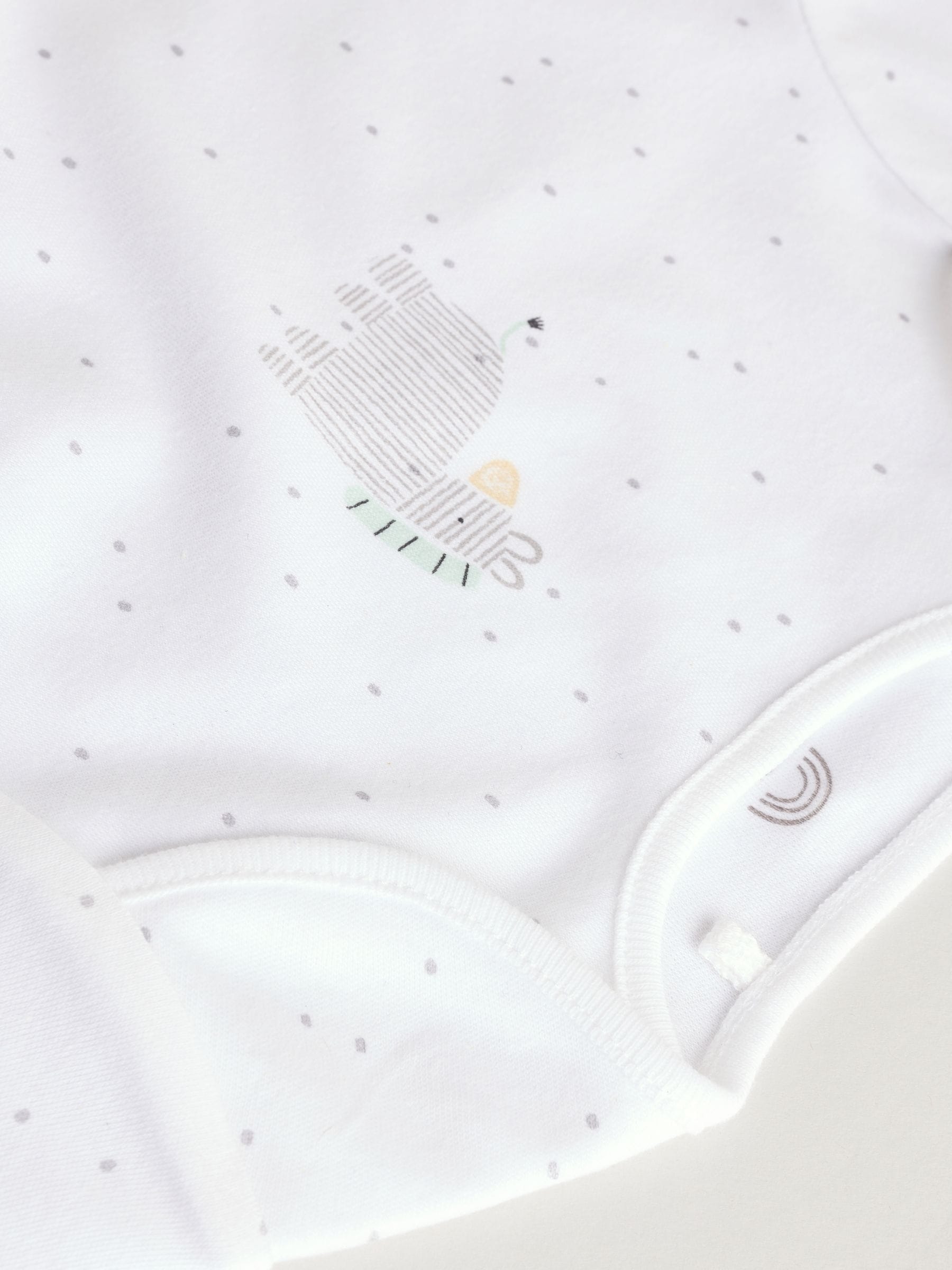 Wit - Babyrompers met korte mouwen en dierenprint 5 stuks