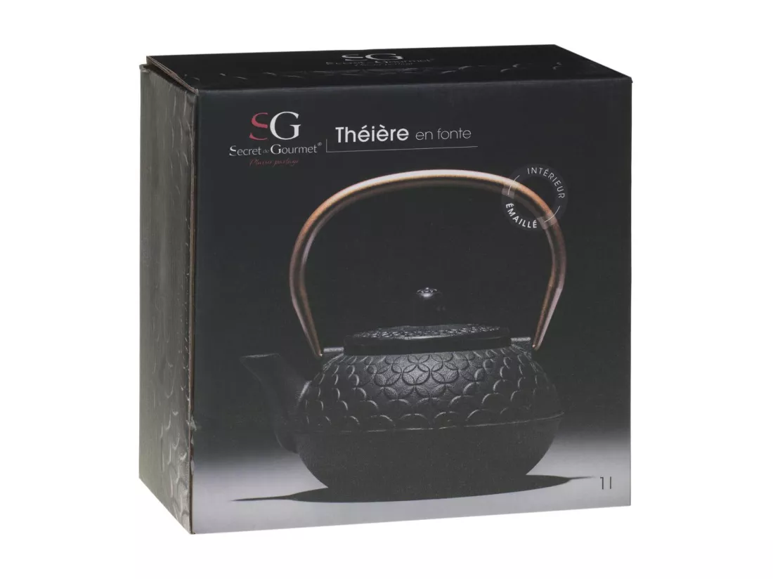Théière en fonte - Flower - 1 L - Noir