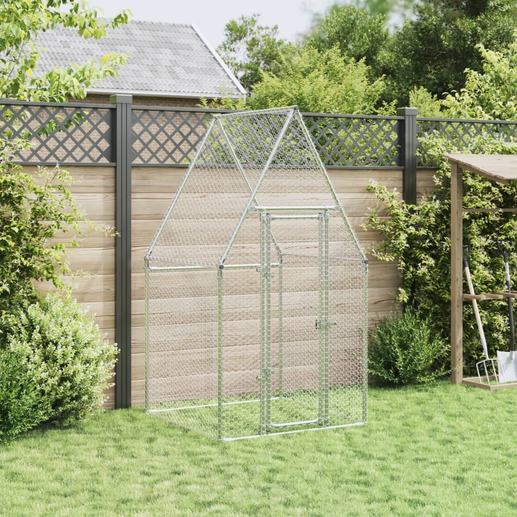 Gaiola para galinhas vidaXL, aço galvanizado prateado, 100x100x190 cm