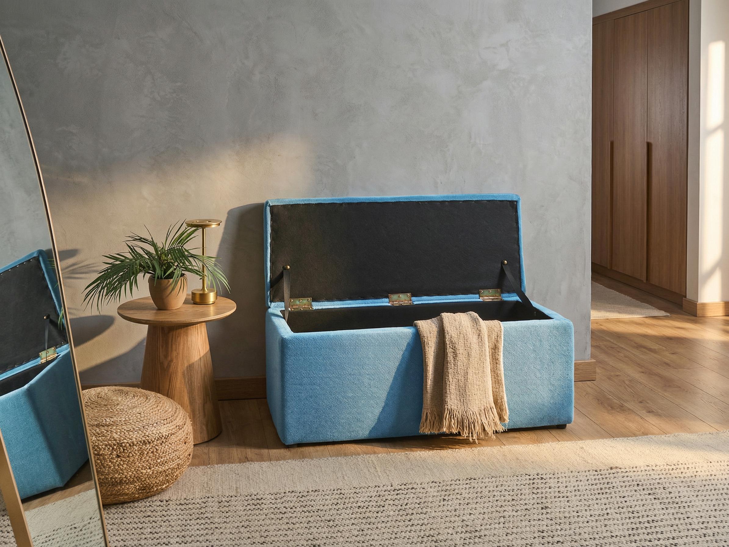 Opbergpoef OREM Stof 100 cm 40 cm Blauw