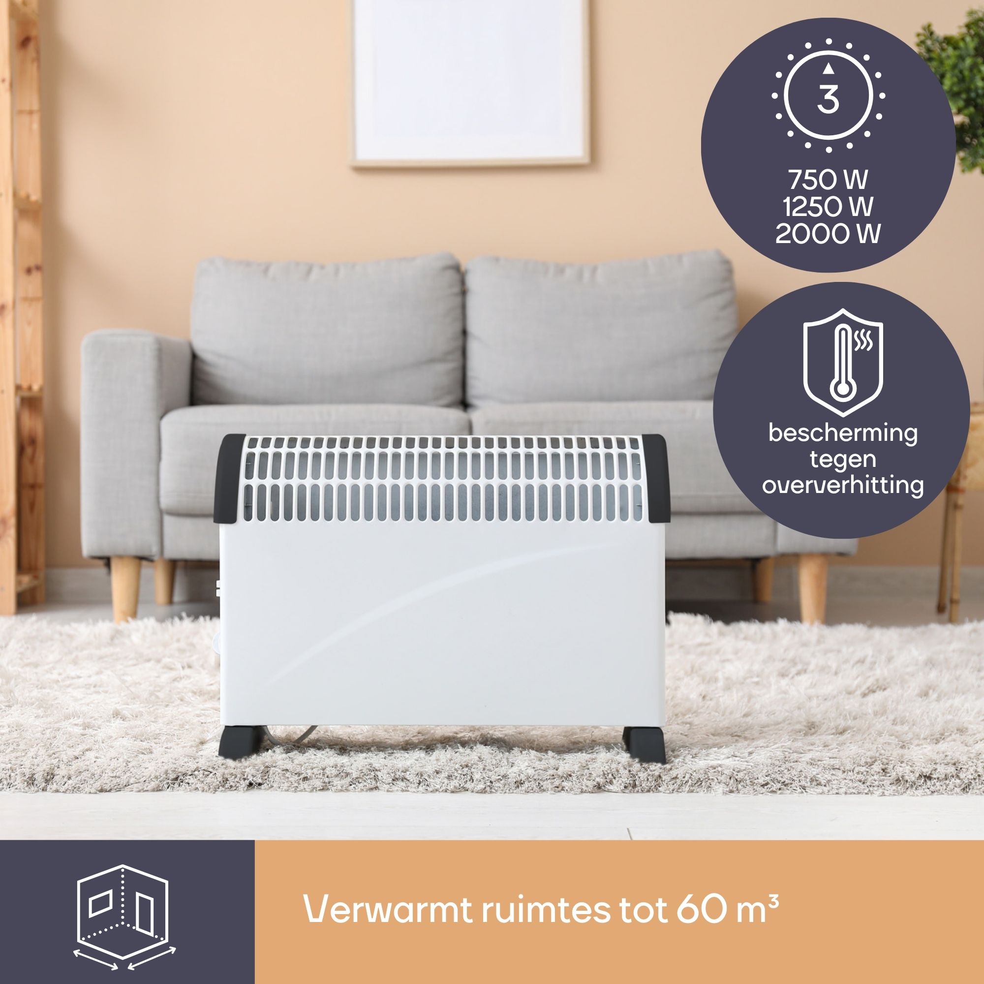 Perel CH0006 convector kachel - 2000 watt