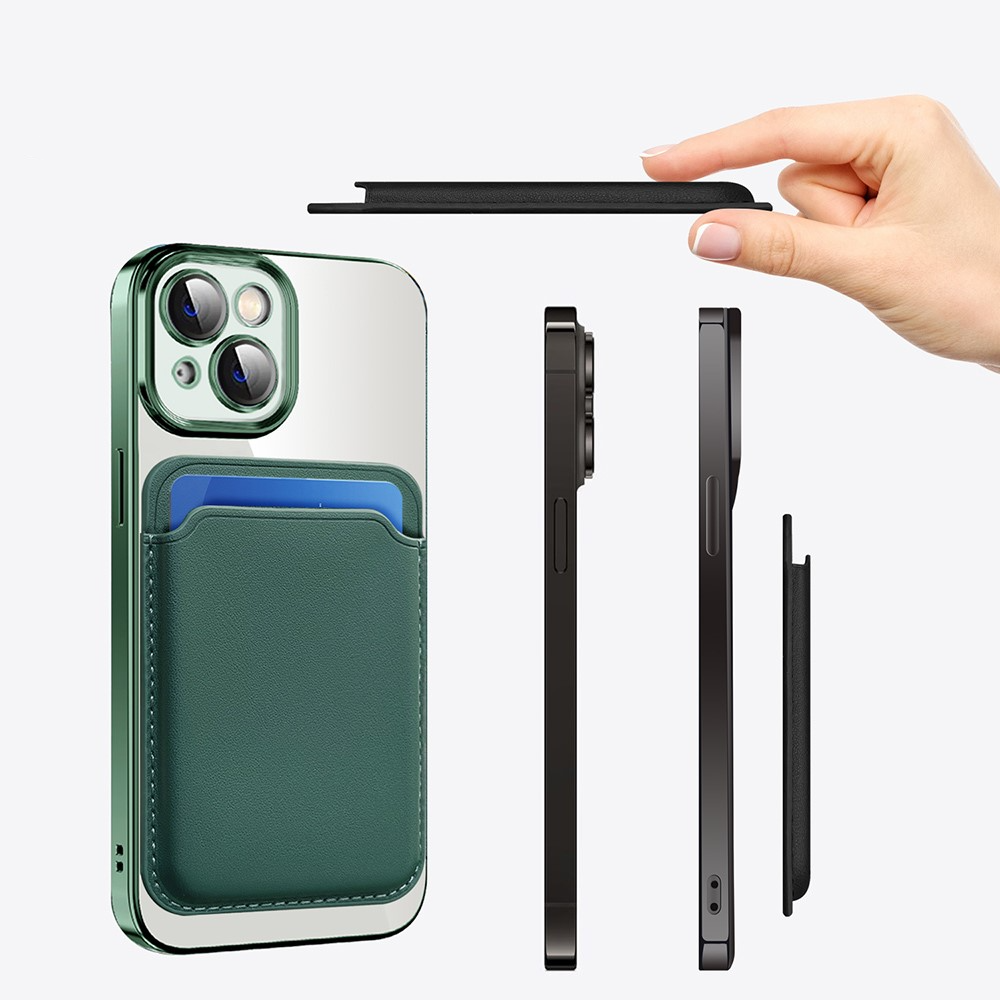 iPhone 13 Pro 2in1 MagSafe Hybrid Hülle TPU Bumper   Leder Wallet Kreditkarten Halterung - Braun / Transparent