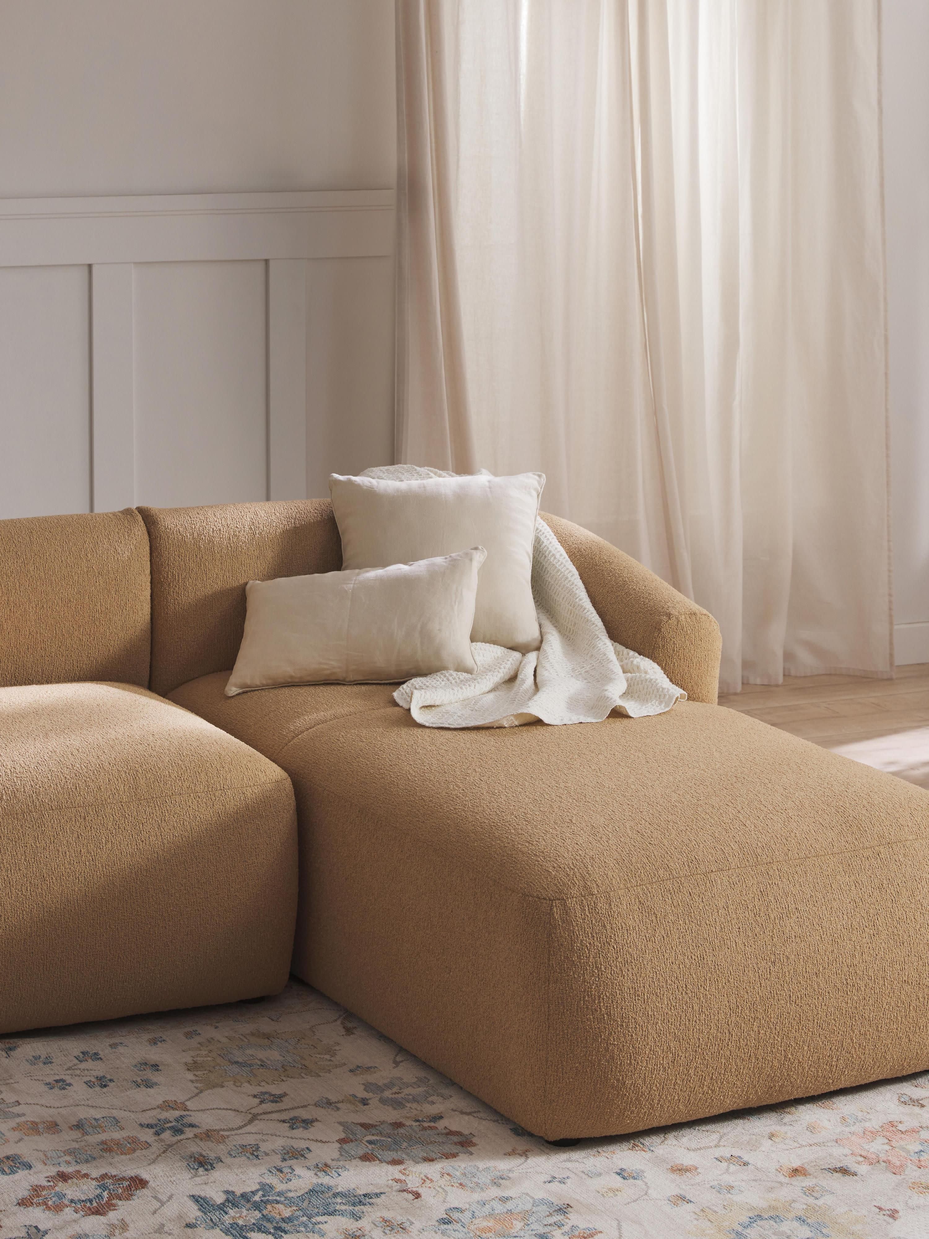Chaise longue hoekmodule Sofia uit bouclé