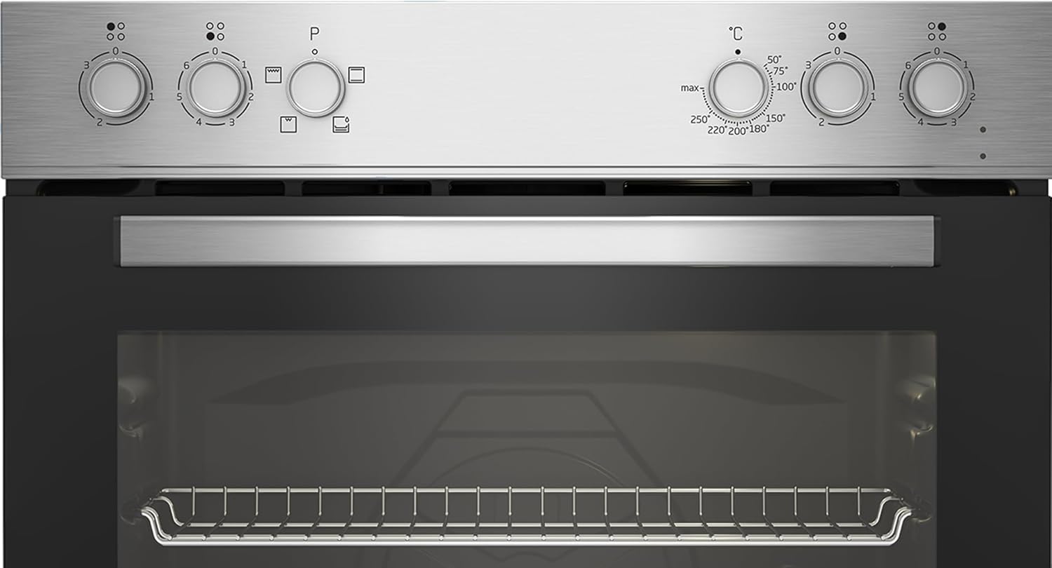 Beko BBUC12020X Einbau-Herd-Set, Multifunktionsofen mit 4 Heizarten und Glaskeramik-Kochfeld, SteamShine-Reinigung, herausnehmbare Vollglas-Innentür, Schwarz/Edelstahl