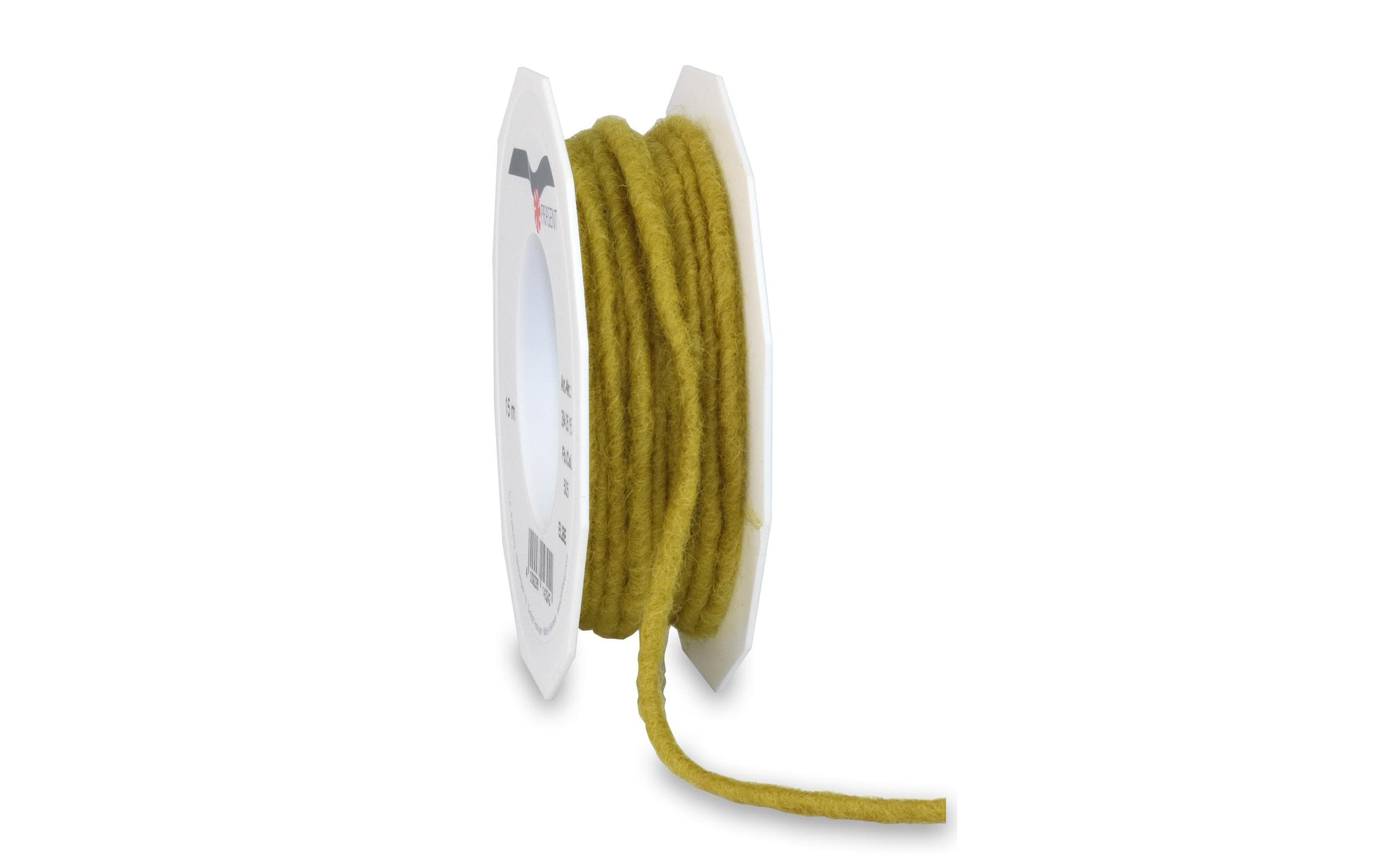 Textilband Elbe Wolle 0.5 cm x 15 m, SenfgrünStoffband als einzigartiges Geschenkband