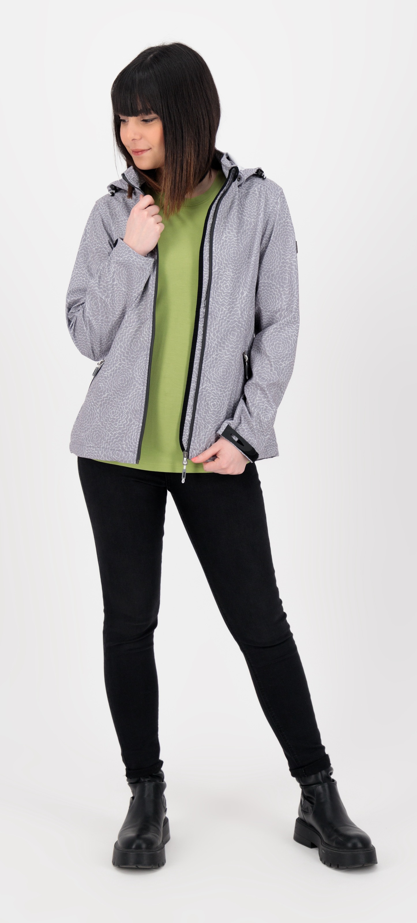 LPO Softshelljacke »SHELBY PEAK II« leichte Softshelljacke mit All-Over-Print und abnehmbarer Kapuze