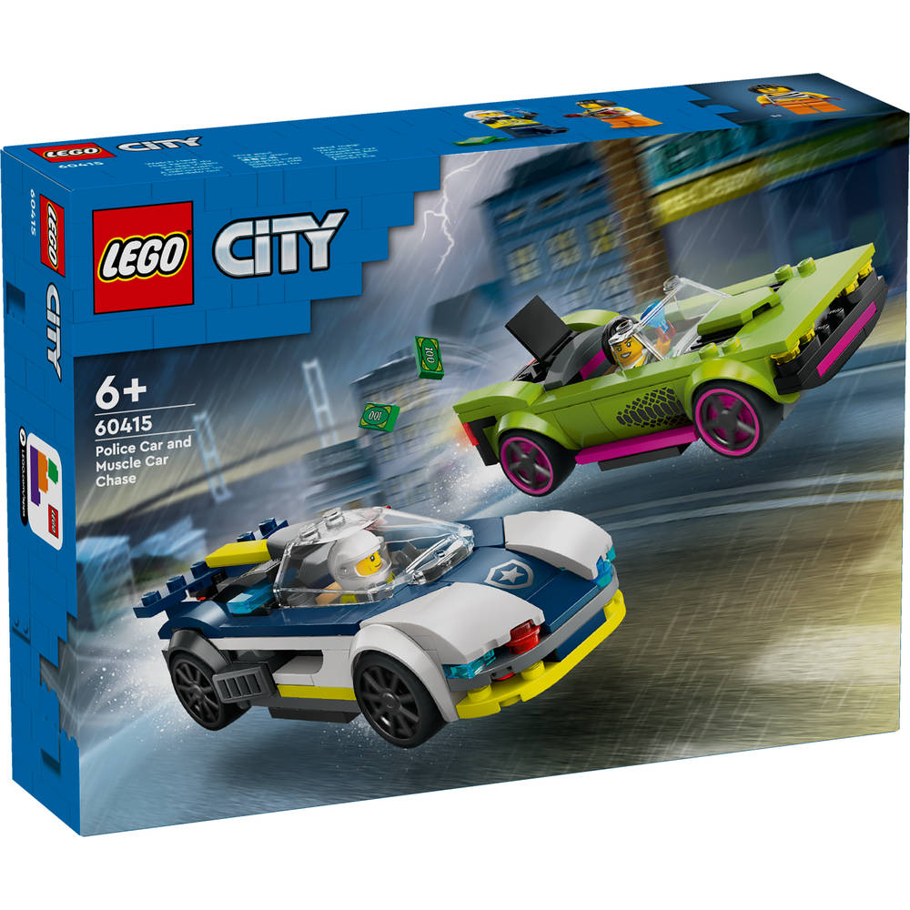 LEGO City politiewagen en snelle autoachtervolging 60415